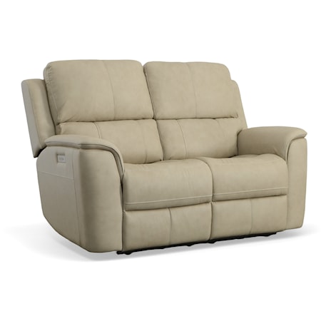 Casual Power Reclining Loveseat with Power Headrest and Power Lumbar Support