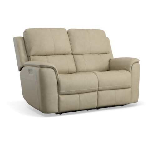 Casual Power Reclining Loveseat with Power Headrest and Power Lumbar Support
