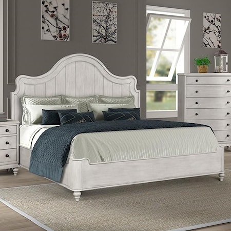 Cottage Style King Bed with Built-in USB Ports