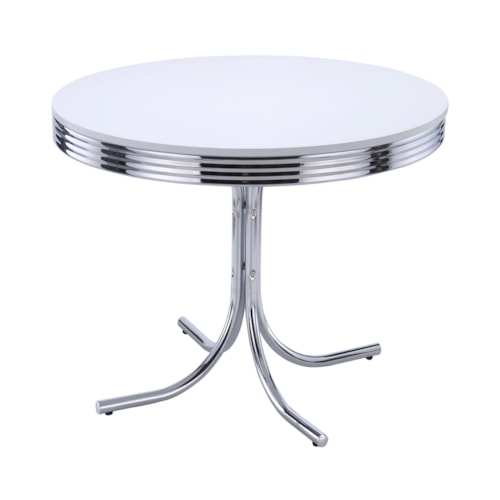 Retro Round 42-Inch Wood Top Dining Table White And Chrome