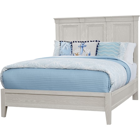 Transitional California King Low-Profile Bed with Panel Headboard