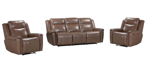 Casual Power Reclining Sofa and Dual Recliners Set with Power Headrests