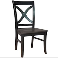 Salerno Farmhouse Dining Side Chair with X-Back - Coal/Black