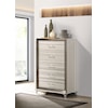 Global Furniture Zambrano White 5-Drawer Chest with Metal Accents