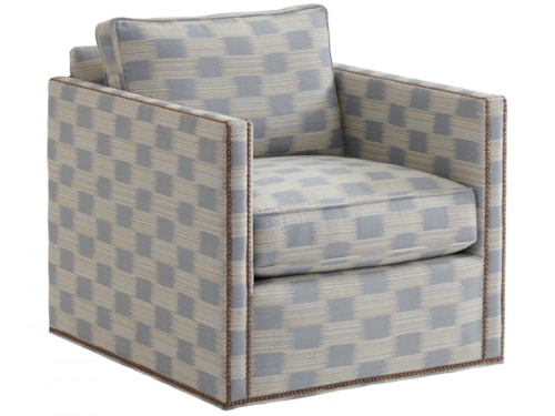 Hinsdale Swivel Chair with Nailhead Border