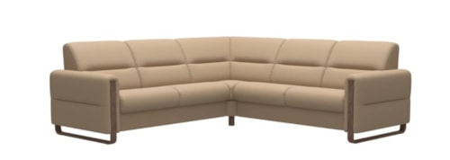 Contemporary 4-Seater Sectional Sofa with Wood Arms