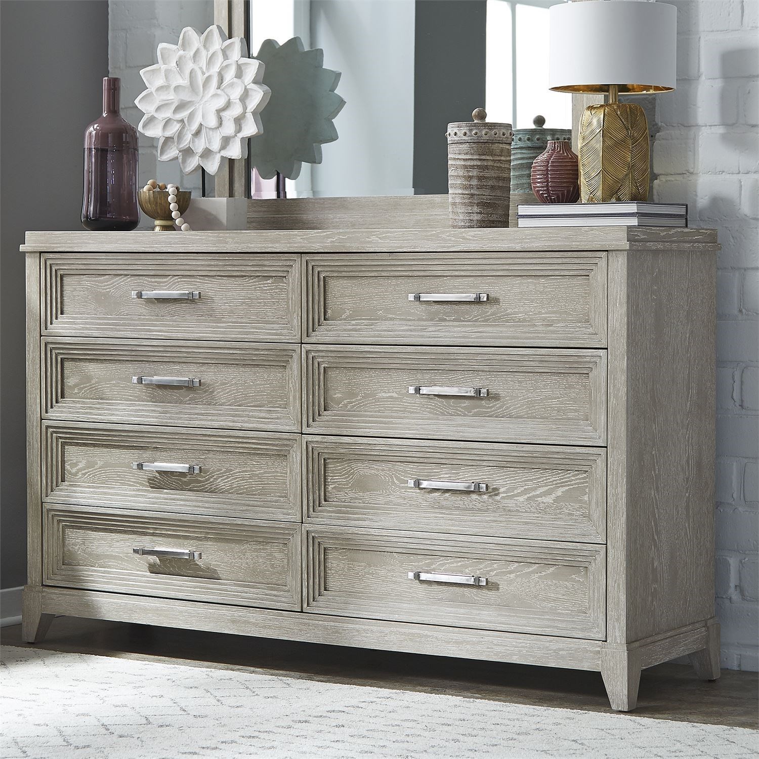 Gray 8 store drawer dresser