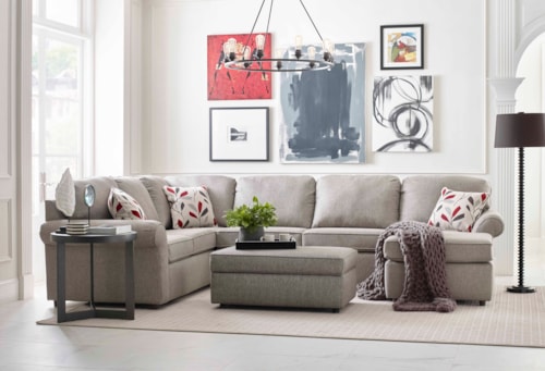 Casual 3-Piece Sectional Sofa with Storage Ottoman