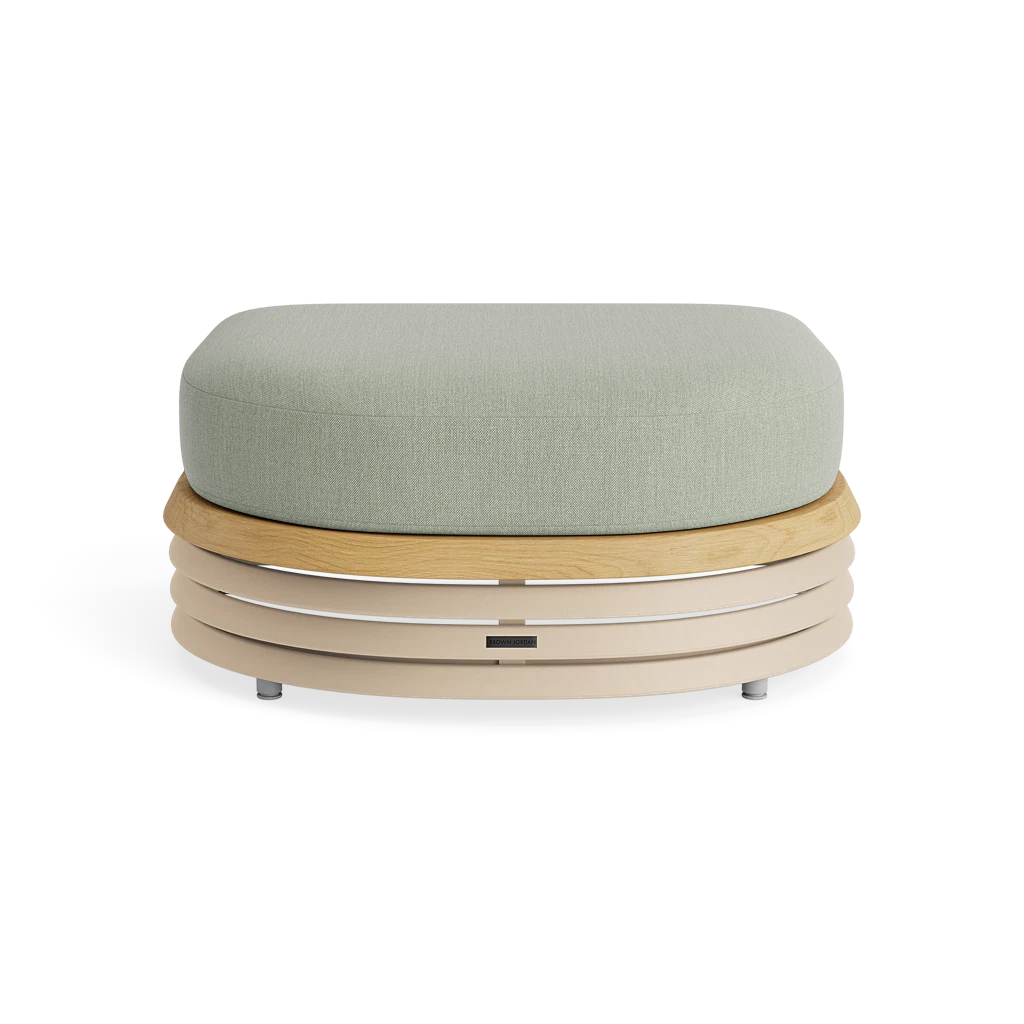 Slatted Demilune Ottoman