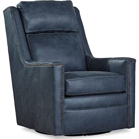 Transitional Swivel Chair with Padded Track Arms