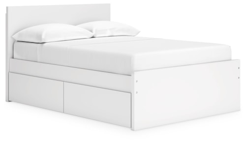 Contemporary Full Panel Platform Bed with Side Storage Drawers