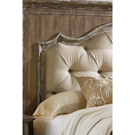 Queen Upholstered Mantle Panel Bed with Tufted Headboard