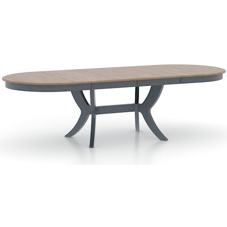 Transitional Customizable Two-Tone Oval Dining Table with Two Leaves