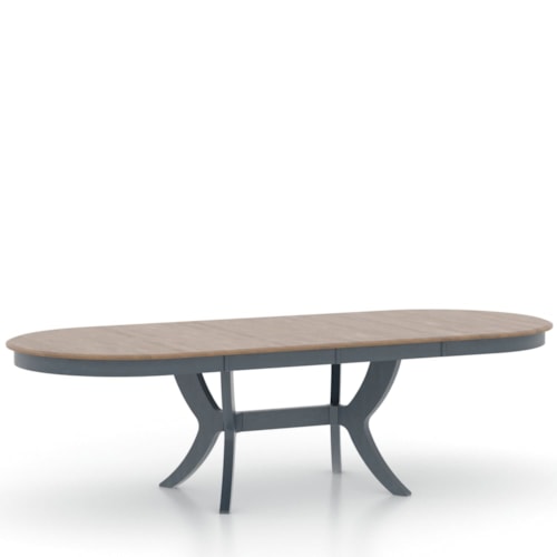Transitional Customizable Two-Tone Oval Dining Table with Two Leaves
