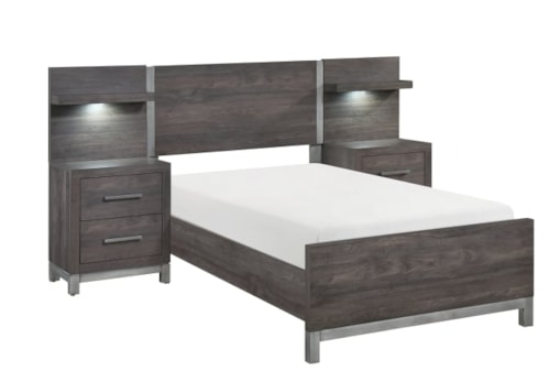 Contemporary Twin Panel Wall with Two Nightstands