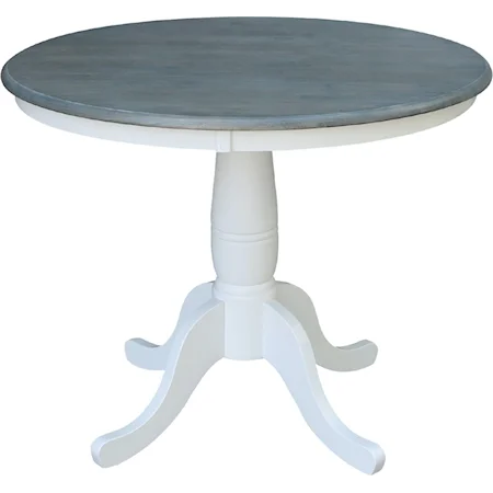 36'' Pedestal Table in Heather Gray / White