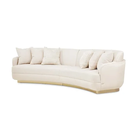 Contemporary 2-Piece Upholstered Sectional Sofa with Plinth Base