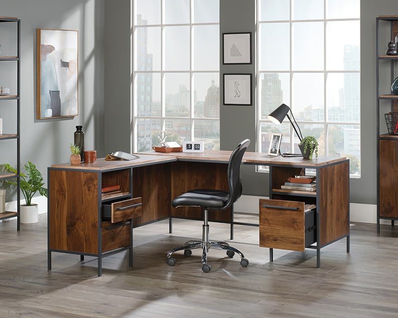 L-Shaped Desk with File Drawer