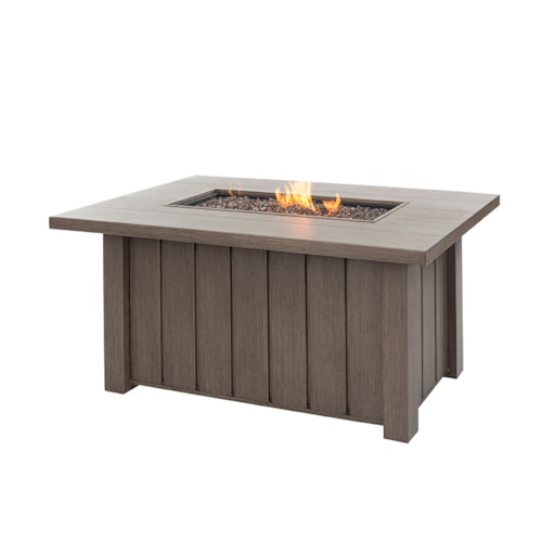 Trevi 50" X 32" Rectangular Fire Pit And Lid With Plank Style Top - Hickory
