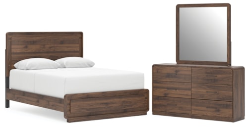 Queen Panel Bed, Dresser And Mirror
