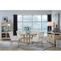 Contemporary 5-Piece Dining Set with Upholstered Arm Chairs
