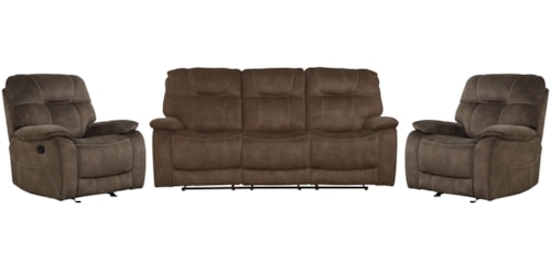 Casual Manual Reclining Sofa and Dual Recliners Set