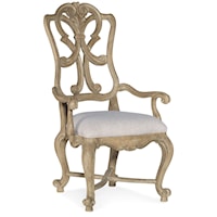 Traditional Arm Chair with Fleur-Di-Lis Design Back