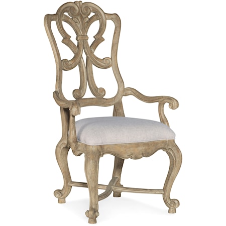 Traditional Arm Chair with Fleur-Di-Lis Design Back