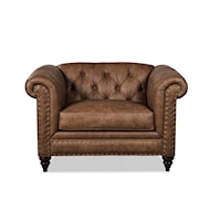 Traditional Leather Chesterfield Chair and 1/2