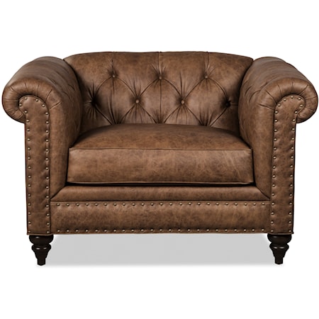 Traditional Leather Chesterfield Chair and 1/2