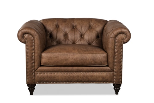 Traditional Leather Chesterfield Chair and 1/2