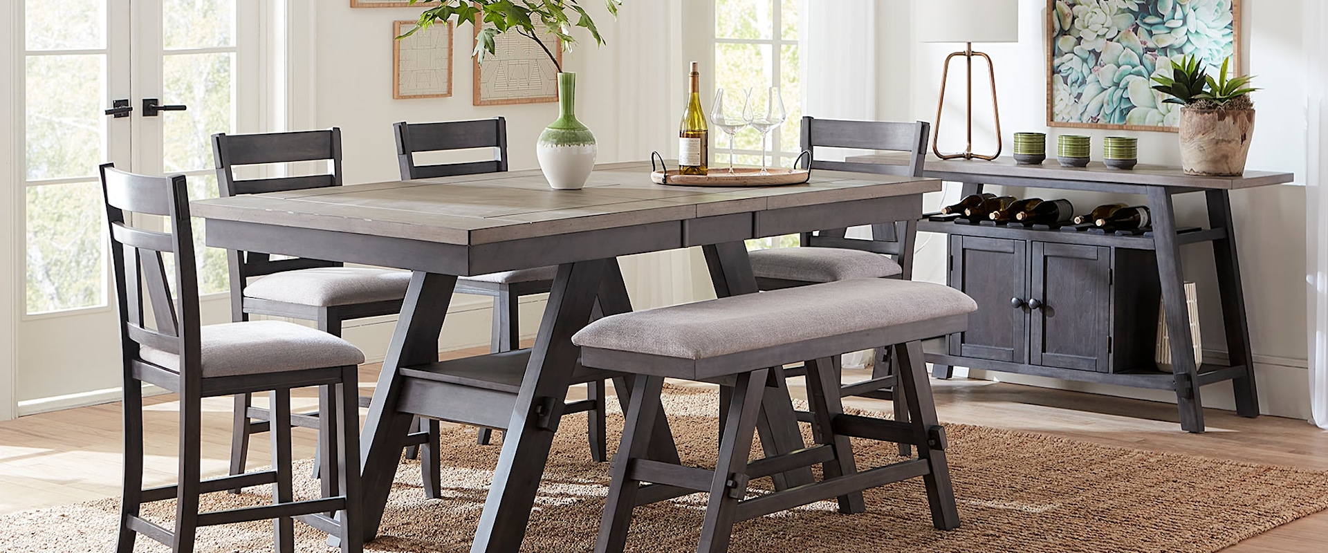 Transitional 6-Piece Gathering Table Set