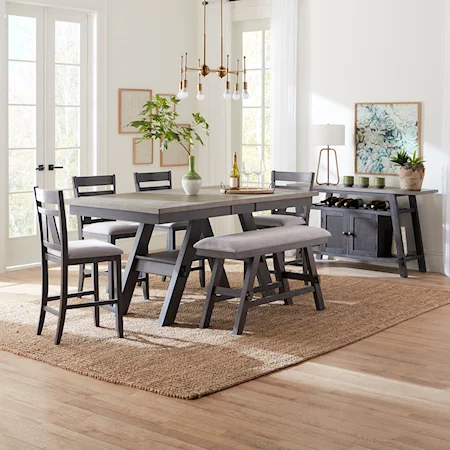Transitional 6-Piece Gathering Table Set