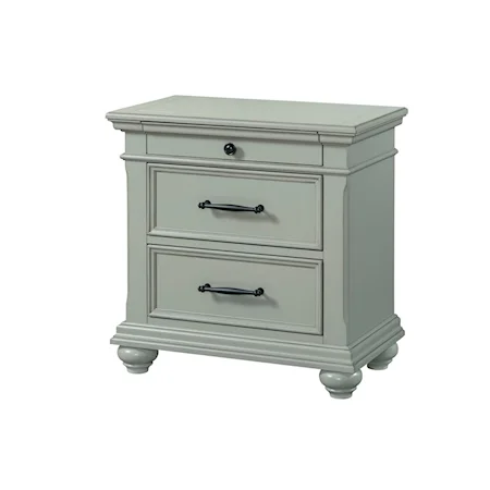 3-Drawer Nightstand in Grey with USB Port