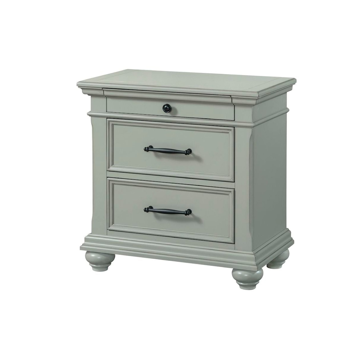 Elements International Slater 3-Drawer Nightstand in Grey with USB Port