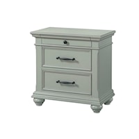 Transitional 3-Drawer Nightstand in Grey with USB Port
