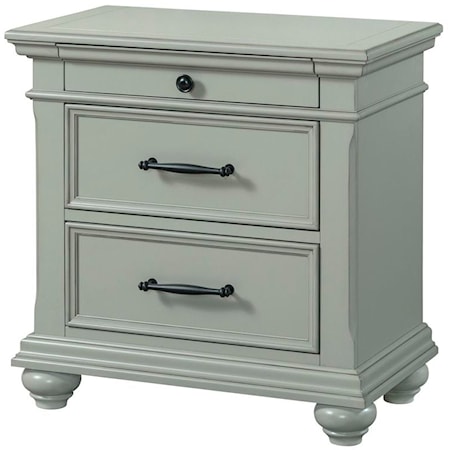 3-Drawer Nightstand in Grey with USB Port