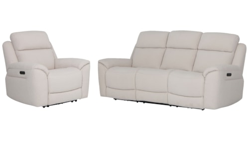 Casual Power Reclining Sofa and Recliner Set with Power Headrests and Lumbar Support
