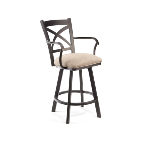 Edmonton Angled Swivel With Back & Arms 34" Tall Barstool With Welt