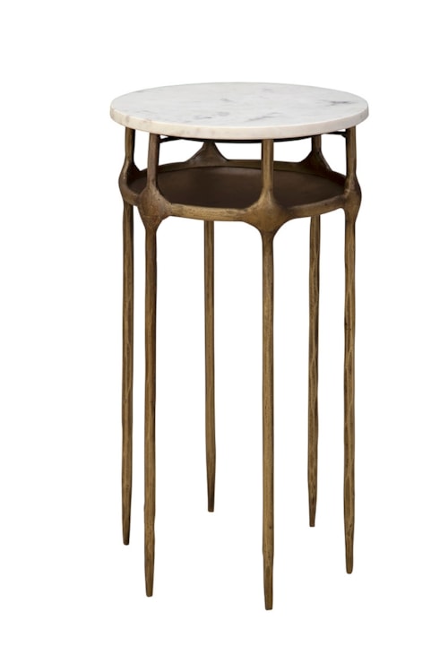 Contemporary Round Side Table with Marble Top