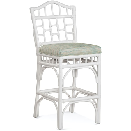 Tropical Barstool with Upholstered Seat