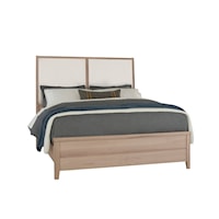 Transitional California King Upholstered Panel Bed with Low-Profile Footboard
