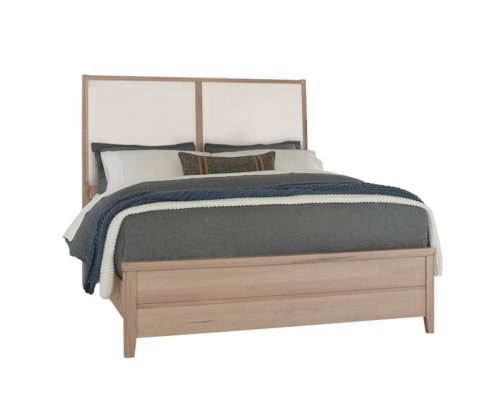 Transitional California King Upholstered Panel Bed with Low-Profile Footboard