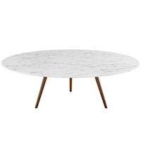 47" Round Artificial Marble Coffee Table with Tripod Base