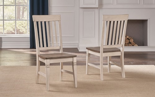 Farmhouse Slatback Side Chair with Two-Tone Finish
