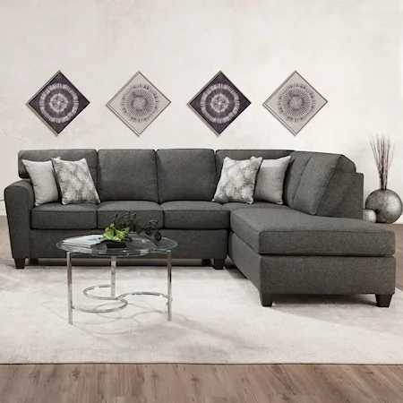 Casual 2-Piece Sectional with Chaise