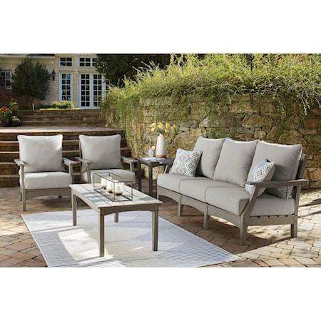 Outdoor Sofa, 2 Chairs, and Table Set