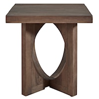 Contemporary Sculptural Wooden Square Top End Table