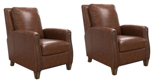 Transitional Cordless Power Recliner with Nailhead Trim (Set of 2)