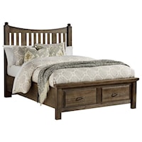 Traditional King Slat Bed with Footboard Storage